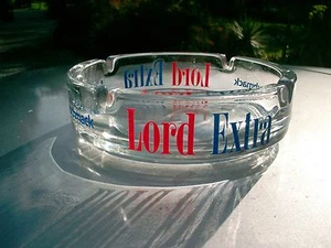 LORD EXTRA 5.75" HEAVY HUGE CLEAR GLASS ASHTRAY SOUVENIR IN GERMAN - Picture 1 of 5