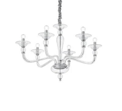 IDEAL LUX DANIELI SP6 TRASPARENTE, sospensione in cristallo lampadario classico - Immagine 1 di 2