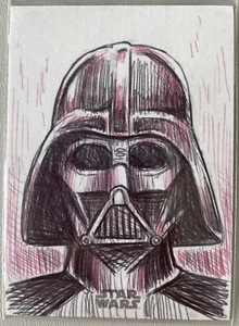 2023 Topps Chrome Star Wars Galaxy Sketch Card by Oscar Chavez Darth Vader 1/1 - Picture 1 of 2