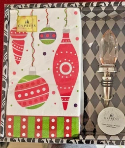 Cypress Home Guest Christmas Napkins with Wine Stopper - Bild 1 von 4