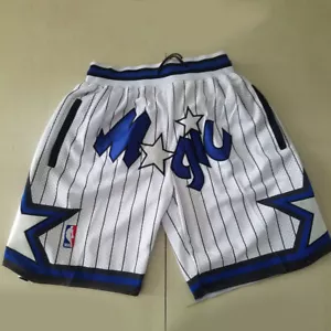 Retro Orlando Magic Basketball Shorts Hose Genäht Weiß - Bild 1 von 6