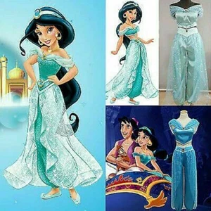 Erwachsene Dame Aladdin Prinzessin Jasmine Cosplay Kostüm Karneval Kleider Set - Bild 1 von 8
