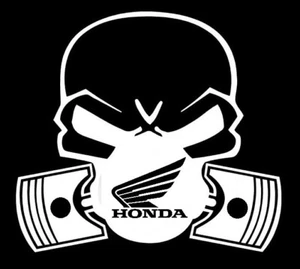 Honda Skull Gas Mask Sticker Die Cut Vinyl Decal Motorcycle 5.5" White - Foto 1 di 1