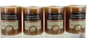 Brown Distressed Moroccan Spice Scented Wax LED Pillar Candle, 3 x 4 Set Of 4 - Picture 1 of 1