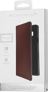 NEW Platinum Genuine Leather Folio Wallet Case for Samsung Galaxy Note 9 Brown - Picture 1 of 4