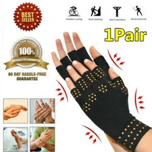 Copper Hands Arthritis Compression Gloves Brace Magnetic Therapy For Men Women - Picture 1 of 12