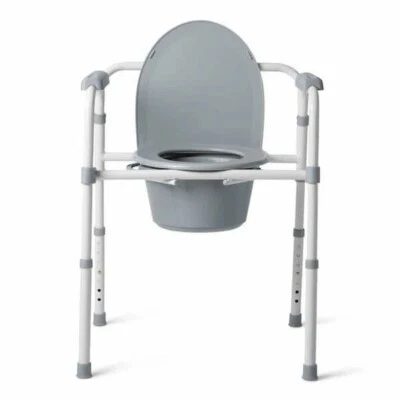 Medline Guardian G1-200X1 3-in-1 Gray Steel Folding Bedside Commode Toilet NOB - Image 1 of 4