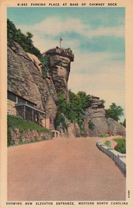 Schornstein Felsen Basis Szene Aufzug NC North Carolina Vintage 1950er Leinen Postkarte  - Bild 1 von 2