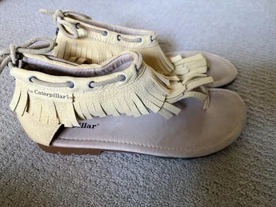 Caterpillar Jazmyne Sandals Womens 10 buttery yellow Fringe Boho Hippie - Image 1 of 4