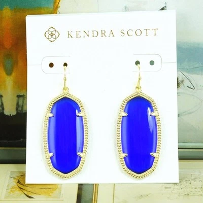 Pendientes Kendra Scott Elle azul cobalto tono dorado nuevos con etiquetas Foto 1 de 4