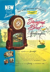 1950 Animated Mantle Clocks - Vintage Print Ad: 2 Sided Catalog Sheet - Picture 1 of 2