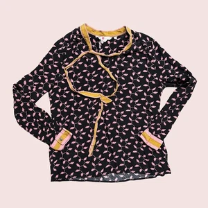 Boden Anthropologie Leaf Print Neck Bow Blouse Top Women's Size 8 - Picture 1 of 6