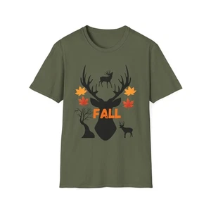 Fall Deer Hunting Unisex T-Shirt Bow Hunter Lover Graphic Dad Mom Tee Gift - Picture 1 of 10