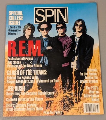 SPIN Magazine - March 1991 College Issue - R.E.M REM / Cocteau Twins / 90s Ads - Image 1 of 4