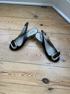 Women’s M&S Black with Buckle Detail Low Wedge Sling back Heel Shoes EU 40 - Picture 1 of 6