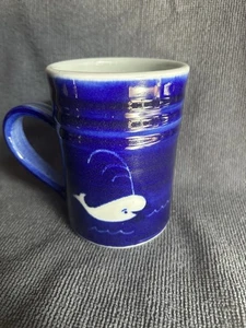 Cute Ceramic/Stoneware Dark Blue Coffee Cup with Whales - Picture 1 of 4