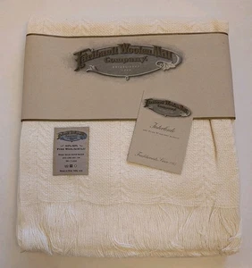 NWT Faribault Woolen Mills Wool Cream Acrylic Blend Blanket Throw USA 59" X 52" - Picture 1 of 2