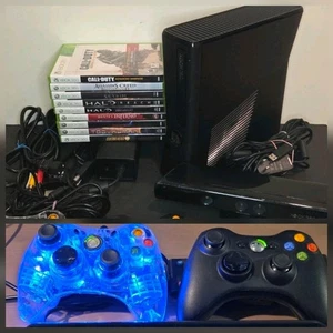 Microsoft Xbox 360 Slim S 4GB Console Bundle w/ Kinect, 2 Controllers, & 9 Games - Picture 1 of 12