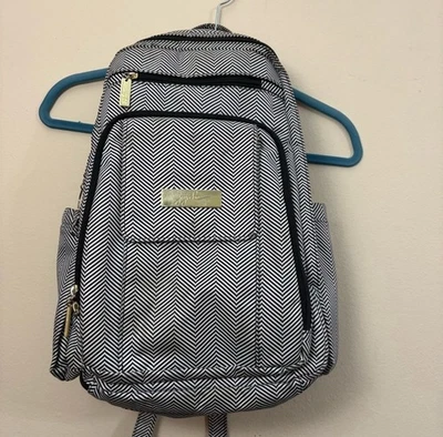 Ju-Ju-Be Be Right Back Diaper Bag black & white striped with gold hardware cl - Image 1 of 4