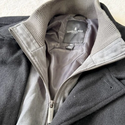 Abrigo chaqueta London Fog para hombre mezcla de lana talla 2XL con cremallera forro de babero | negro Foto 1 de 4