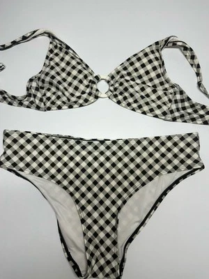 Old Navy 黑色白色女式 2 件套比基尼套装上衣 S 码底部 L 码 — 第 1/4 张图片