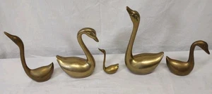 Set di 5 statuine vintage in ottone Swans Korea Brass Ware Co. Swan! MCM Corea - Foto 1 di 24