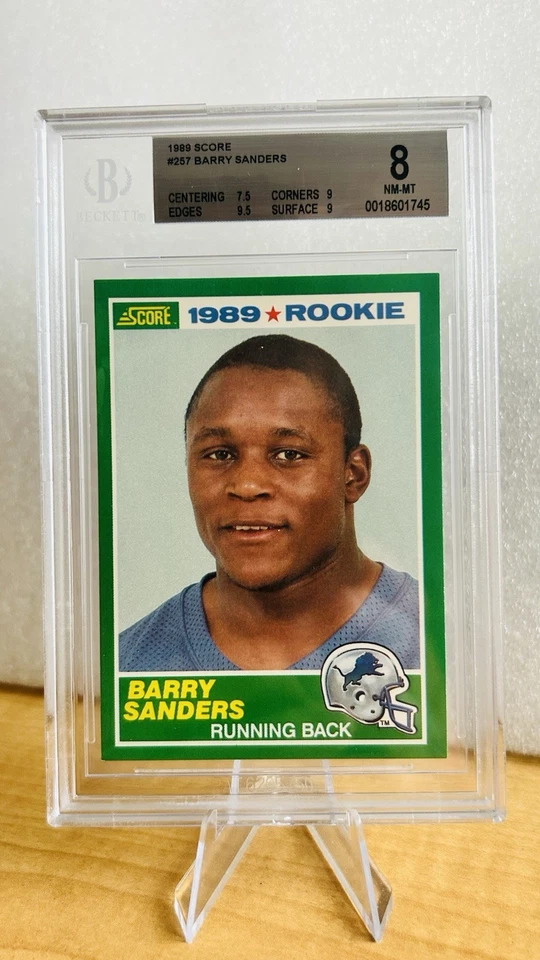 1989 Score Barry Sanders #257 (RC) BGS 8 Subs 7.5/9.5/9/9 Detroit Lions HOF - Image 1 of 3