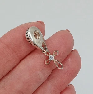 Chamilia Sterling Silver Cross CZ Dangle Charm - Picture 1 of 6