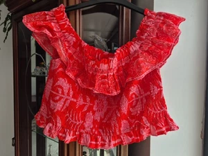 Lipsy Red Printed Bardot Top Size 16 - Picture 1 of 9