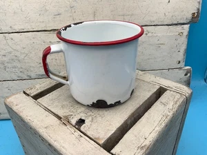 Vintage Enamel Cup, Red & White, 3"H - Picture 1 of 7