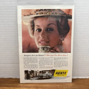 1950s Hertz Rent A Car Vintage Magazine Print Ad Roosevelt Hotel ON CARDBOARD - Picture 1 of 3