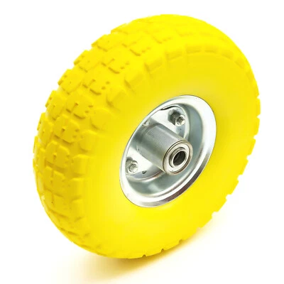 BUYFAST 24-7 Replacement Wheel Metal & PU Tyre Yellow 4.10/3.50-4 10 Inch Hand Carts