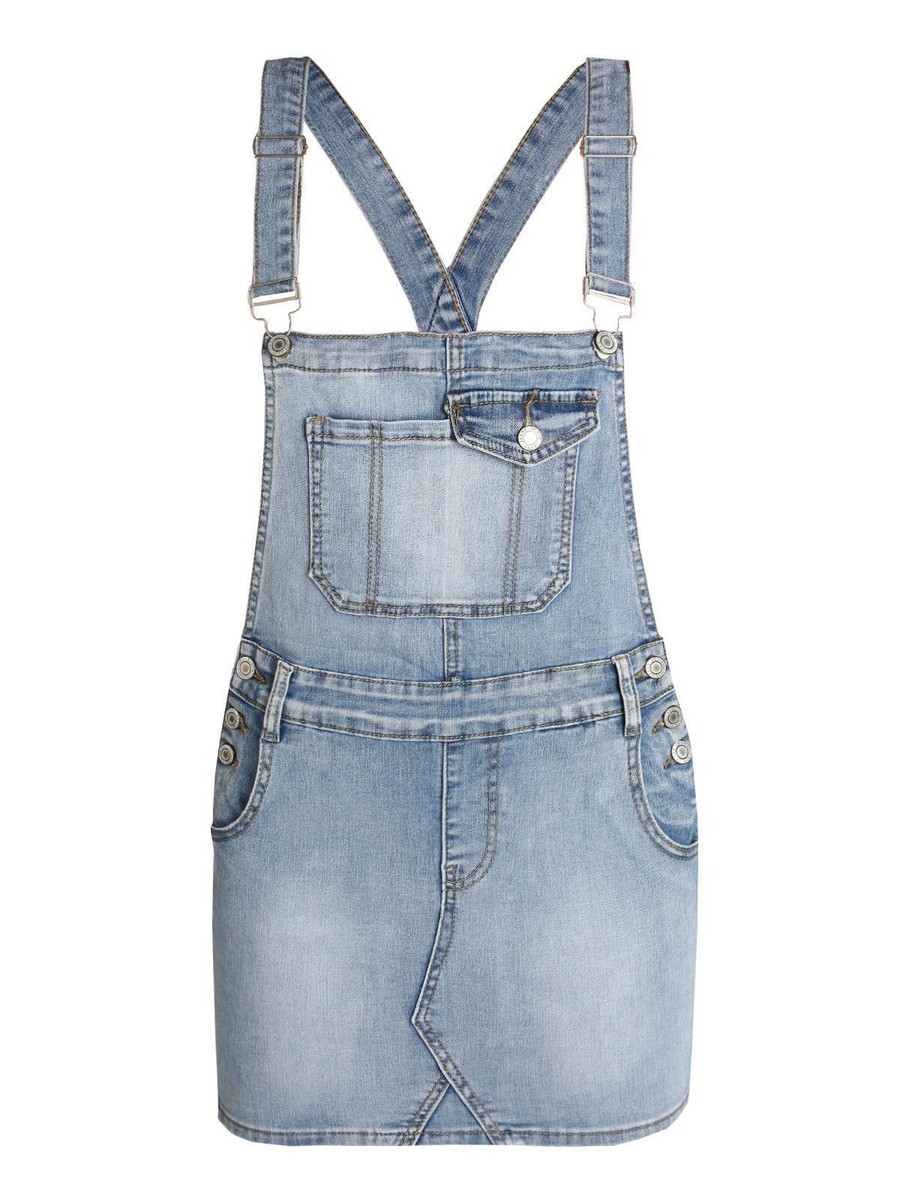 Salopette Donna In Denim Vintage - Gonna Lunga Con Bretelle, Effetto Lavato E Strappi | Cotone E Poliestere - Foto 4