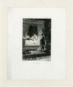 "Jules GARNIER: Les Cent Nouvelles nouvelles" Gravure originale entoilée 1874 - Picture 1 of 1