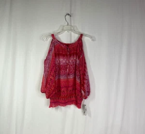 NWT A.Byer Women's Multicolor Cold Shoulder Sleeve Top - Size XL - Picture 1 of 5