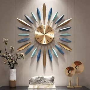 55CM Large Silent Metal Mid Century Wall Clock Colorful Sunburst Starburst Clock - Picture 1 of 15