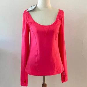 Lorna Jane Excel Top Womens Medium Nectarine Long Sleeve Cold Shoulder Active - Picture 1 of 11