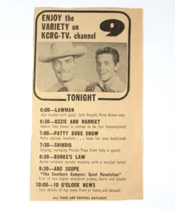 1963 KCRG TV Channel 9 Time Program Print Advertisement - Bild 1 von 1