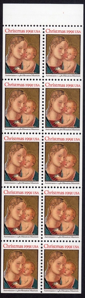 Scott #2578a Madonna (Antoniazzo) Booklet Pane of 10 Stamps - MNH - Image 1 of 1