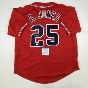 Autographed/Signed Andruw Jones Atlanta Red Baseball Jersey PSA/DNA COA - Picture 1 of 4