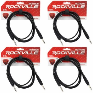 4 Rockville RCTR106B Black 6' 1/4'' TRS to 1/4'' TRS Cable 100% Copper - Picture 1 of 3