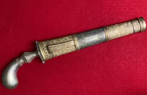 RARE ANTIQUE PHILIPPINES SILVER MOUNTED MORO ISLAMIC GUNONG PUNAL DAGGER - Picture 1 of 10