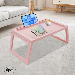 6pcs Foldable Lap Desks Tray Folding Table Set For Laptop Desk Food Tray Pink - Afbeelding 1 van 14