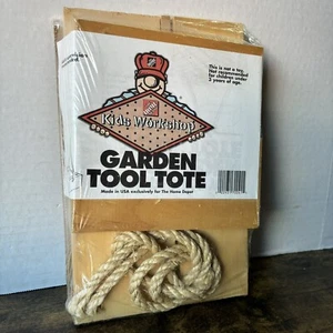 Vintage Home Depot Kids Workshop Wooden Garden Tool Tote Kit - Brand New U.S.A. - Picture 1 of 13