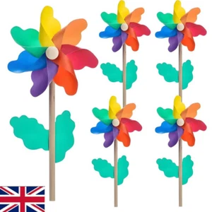 5 Pcs Windmills For Garden,Height 29cm Colorful Wooden Pole Garden Windmill - Picture 1 of 8