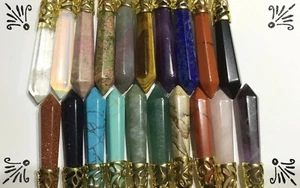 Handcrafted Semi Precious Gemstone Crystal Drop Point Gold Ceiling Fan Pull - Picture 1 of 21