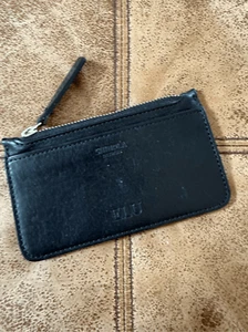 Shinola Coin & Card Pouch Black Leather ELU Monogram $115 - Picture 1 of 7