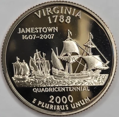 2000 S PROOF GEM DCAM VIRGINIA STATE QUARTER - CLAD - Image 1 of 4