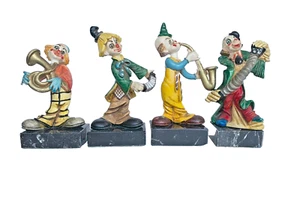 Lote de 4 estatuillas de resina vintage de banda de músicos payasos hechas en Italia base de mármol - Imagen 1 de 12