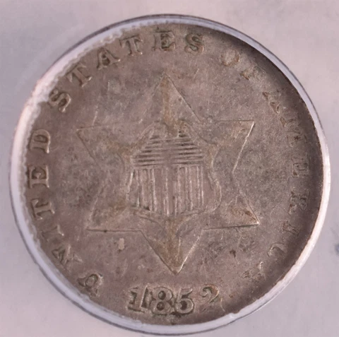 1852 Three Cent Silver - ANACS VF30 Cover
